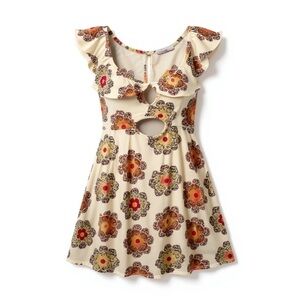 Bohemian-style floral mini dress cutouts Sz L Earthbound Trading Co #1933